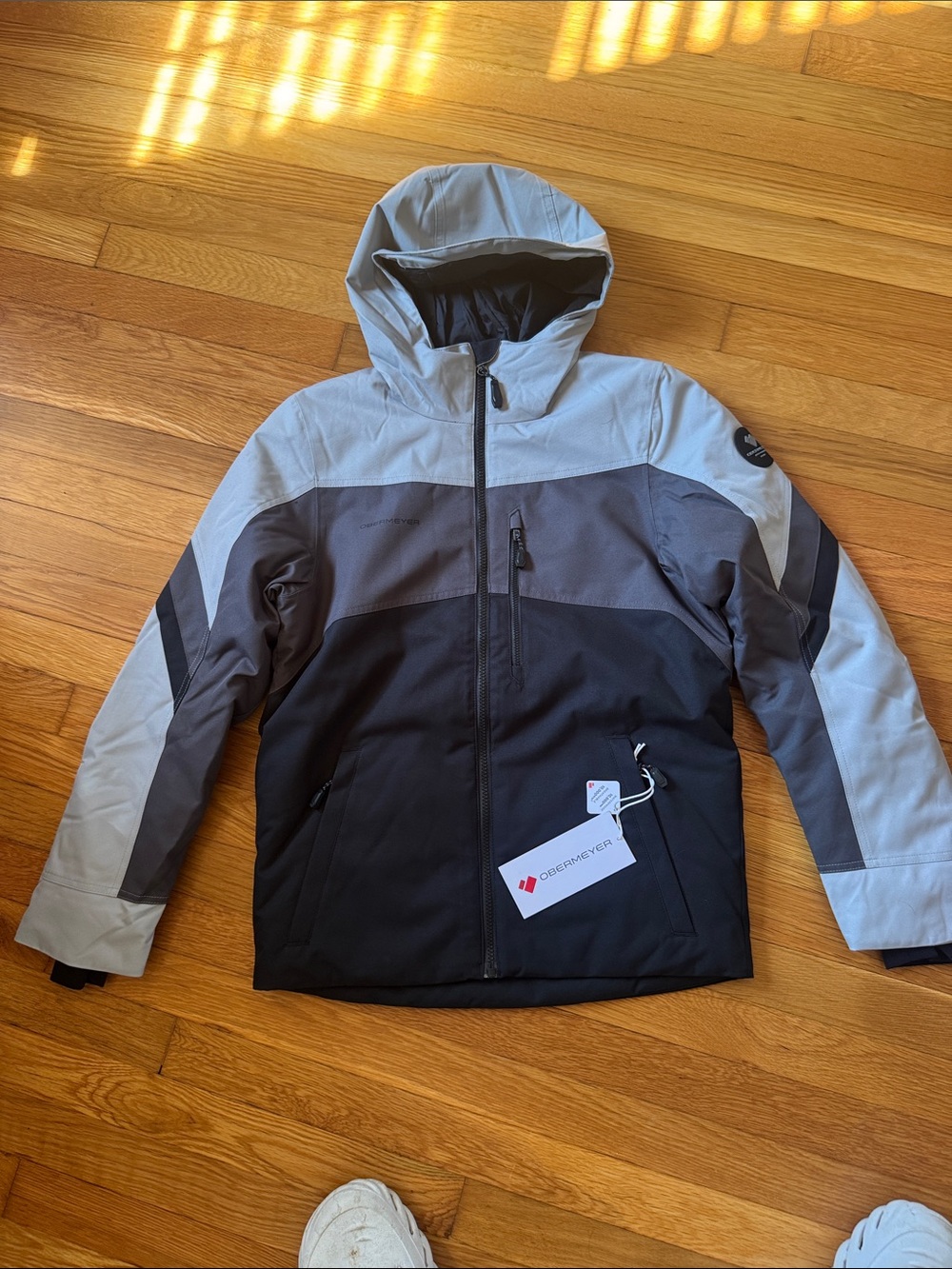 Obermeyer Teen Hooded Fleet Ski Jacket - Black & Gray